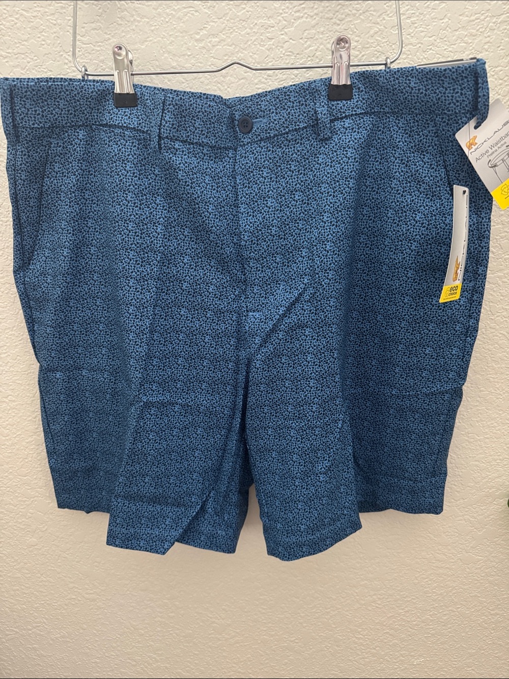 Nicklaus Blue Printed Golf Shorts Men’s Size 38 Performance Stretch NWT
